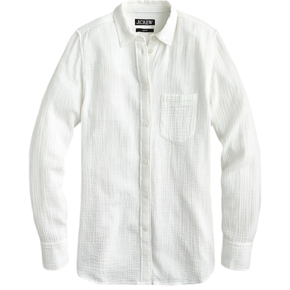 *NWT* J. Crew Gauze Button-Down Long Sleeve Collared Shirt | White 🤍